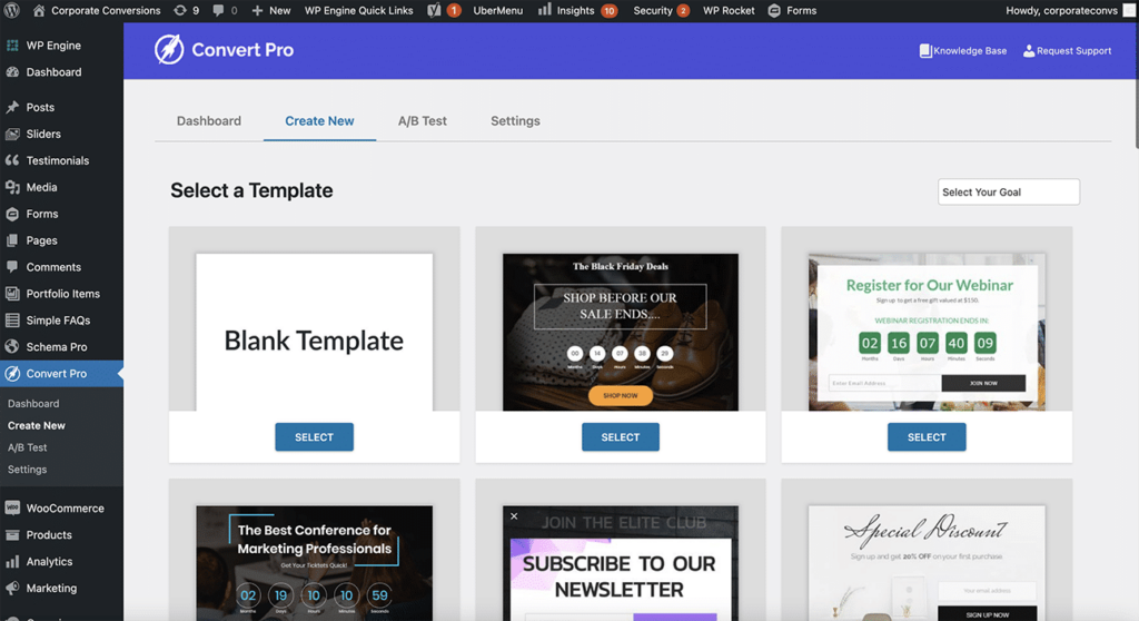 Convert Pro starter templates